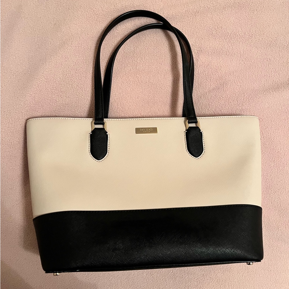 KATE SPADE Taupe & Black Tote Purse/Bag EXCELLENT condition